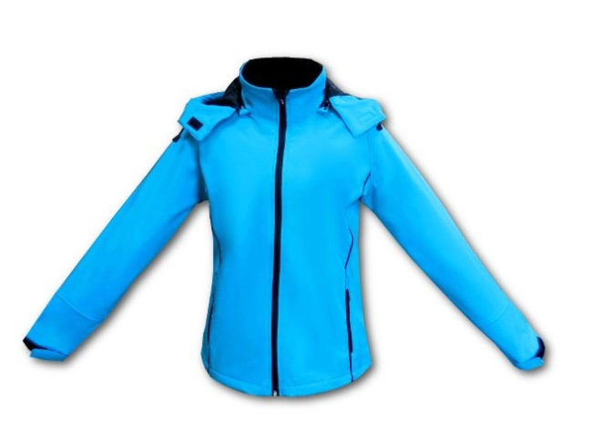 Kurtka finezja typu softshell w kolorze niebieskim z czarnymi aplikacjami